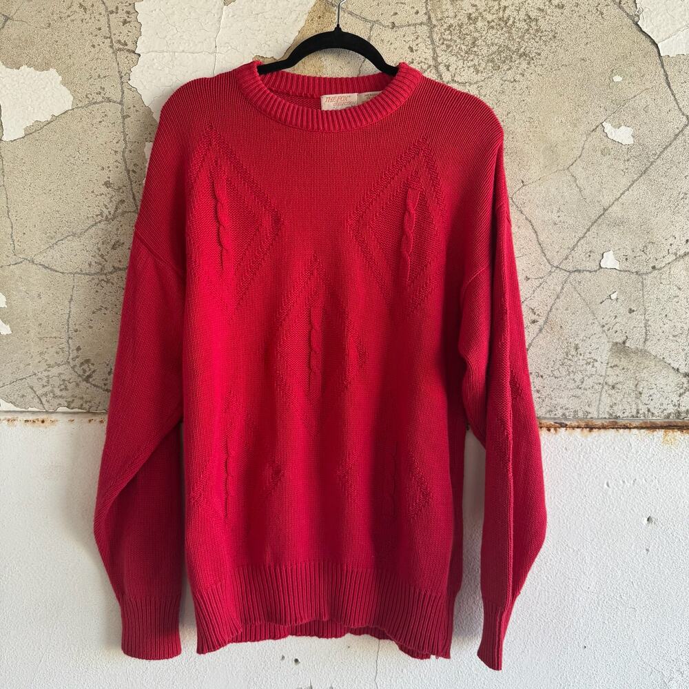 Vtg Fisherman‎ Sweater Red Cable Knit Fox Collection Made in USA Coastal Mens M